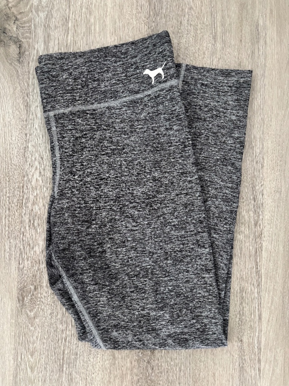 Victorias Secret Pink Dog Logo Marled Gray Yoga Leggings Gym Lounge Sz Large